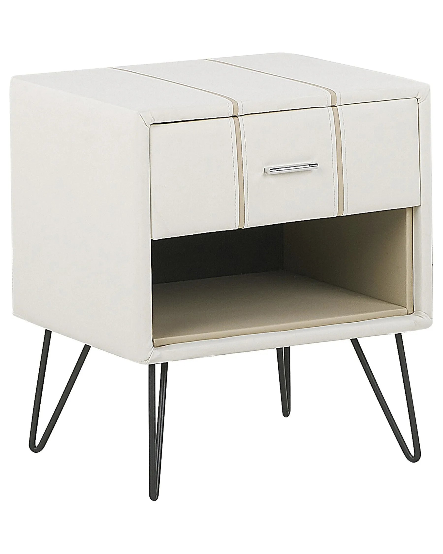 1 Drawer Bedside Table BETIN Faux Leather White