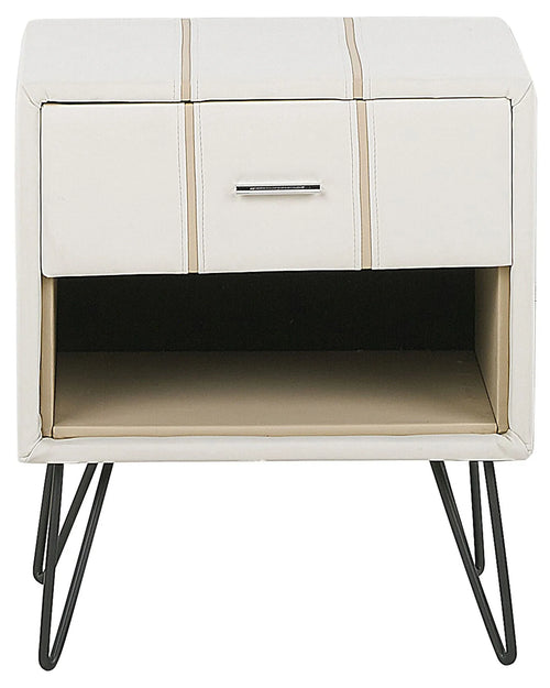 1 Drawer Bedside Table BETIN Faux Leather White