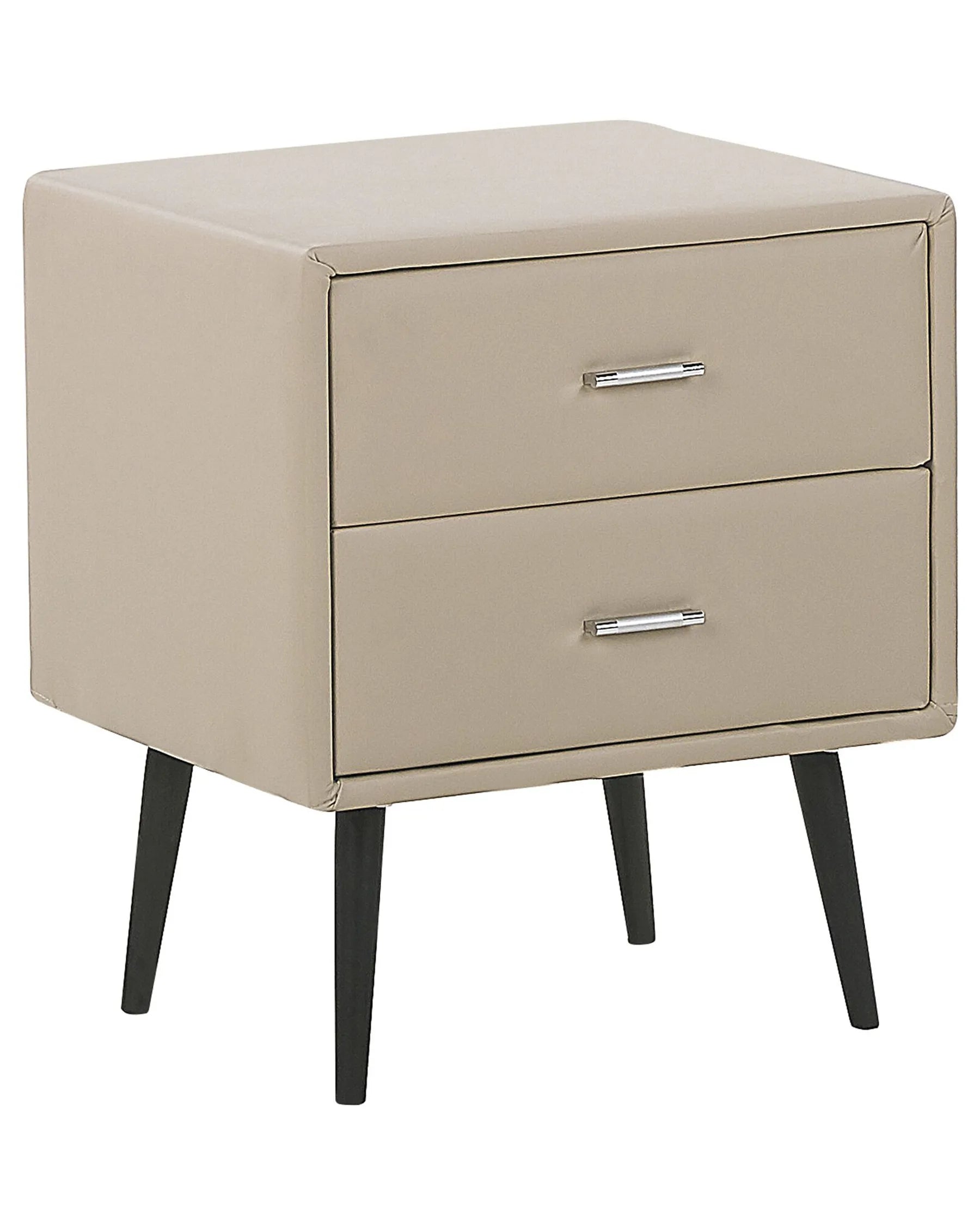 2 Drawer Bedside Table ESSONNE Faux Leather Beige