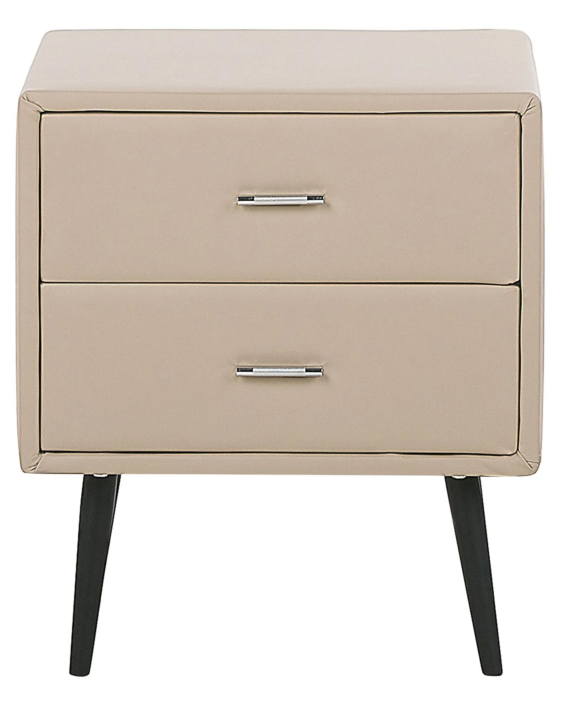 2 Drawer Bedside Table ESSONNE Faux Leather Beige