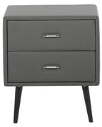 2 Drawer Bedside Table ESSONNE Faux Leather Grey