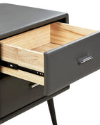 2 Drawer Bedside Table ESSONNE Faux Leather Grey