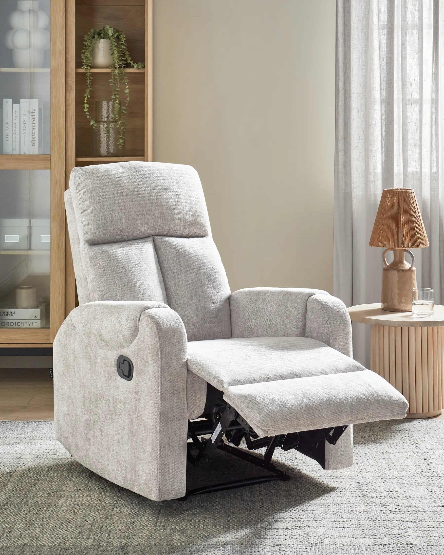 Recliner Chair SOMERO With Footrest Fabric Grey