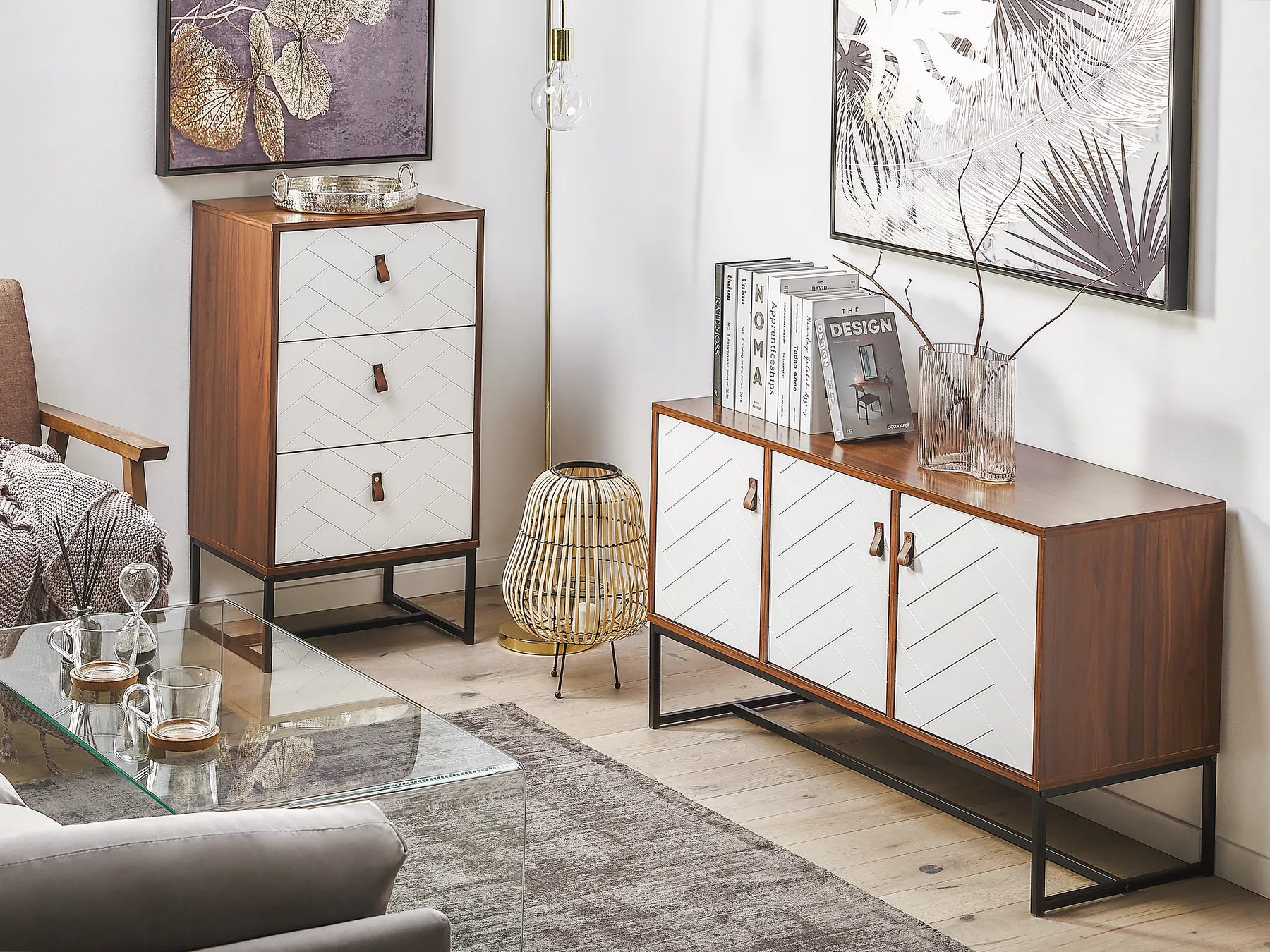 3 Drawer Chest NUEVA Dark Brown/ White