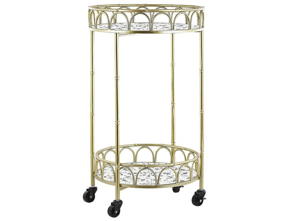 Kitchen Trolley SHAFTER Metal White Terrazzo