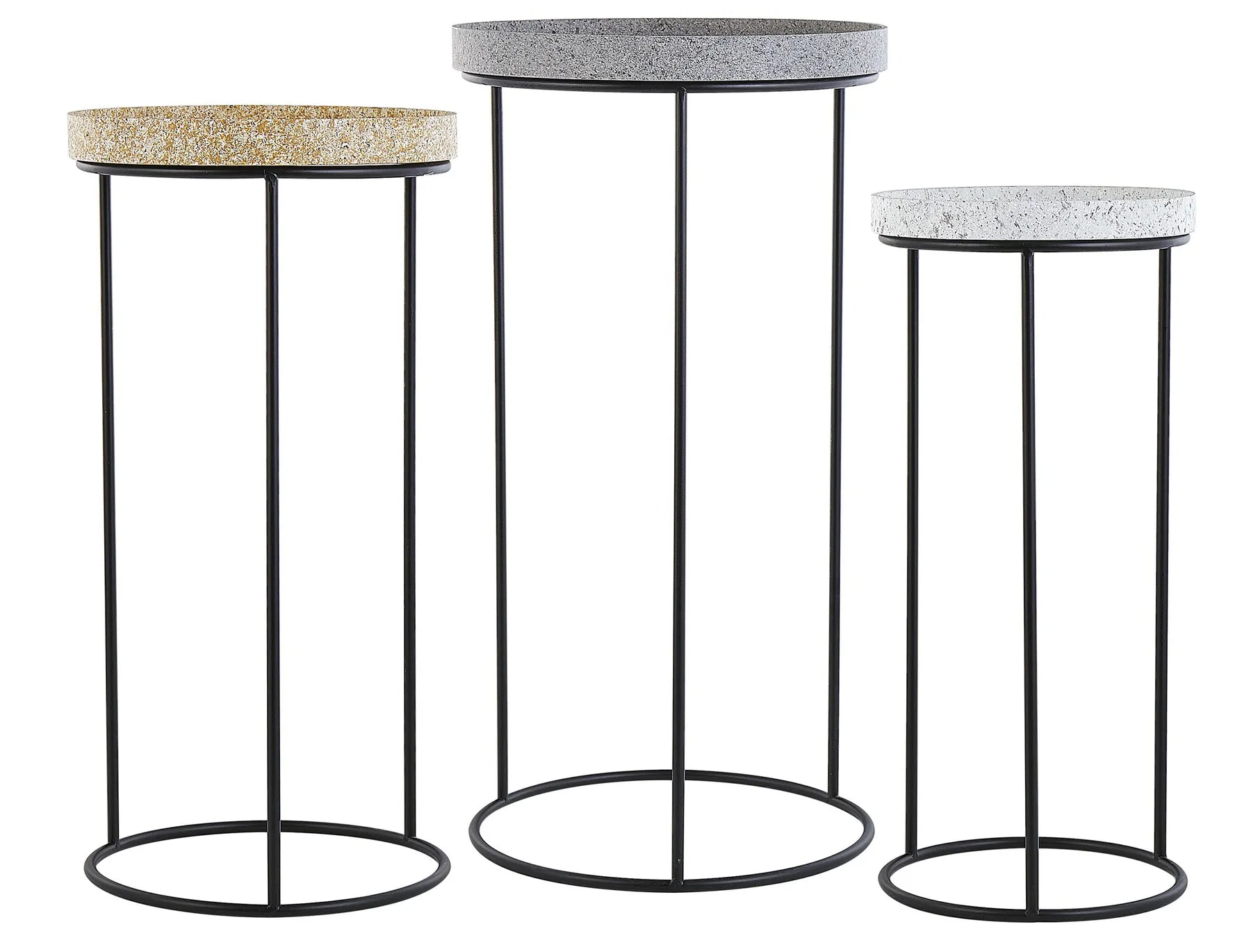 Set of 3 Side Tables TEXON Black