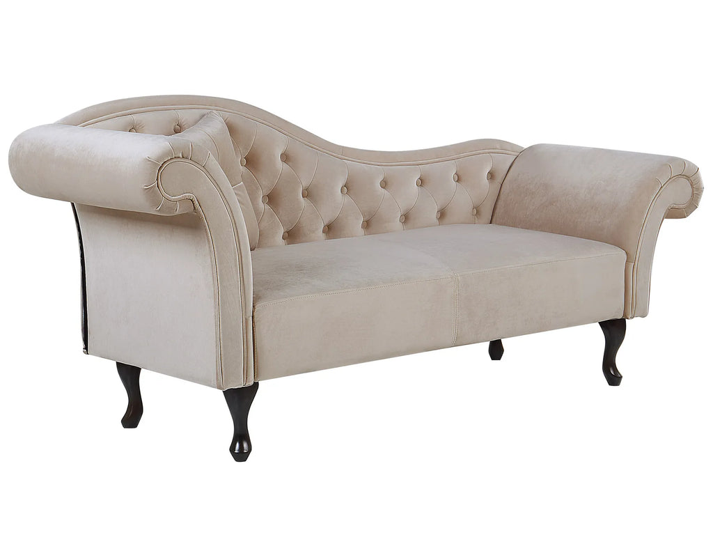Left-Hand Chaise Lounge LATTES Velvet Beige