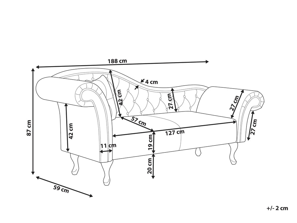 Left-Hand Chaise Lounge LATTES Velvet Beige