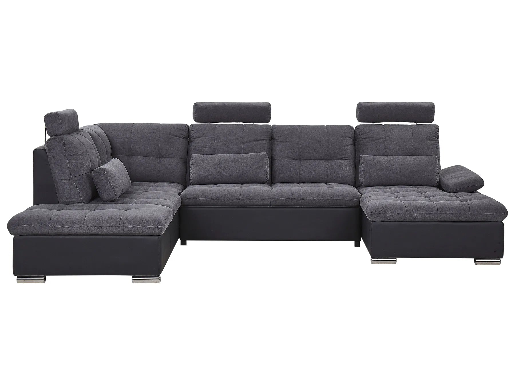 U-Shape Sofa Bed 5 Seater HALDEN Fabric Dark Grey with Storage Right Hand
