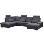 U-Shape Sofa Bed 5 Seater HALDEN Fabric Dark Grey with Storage Right Hand