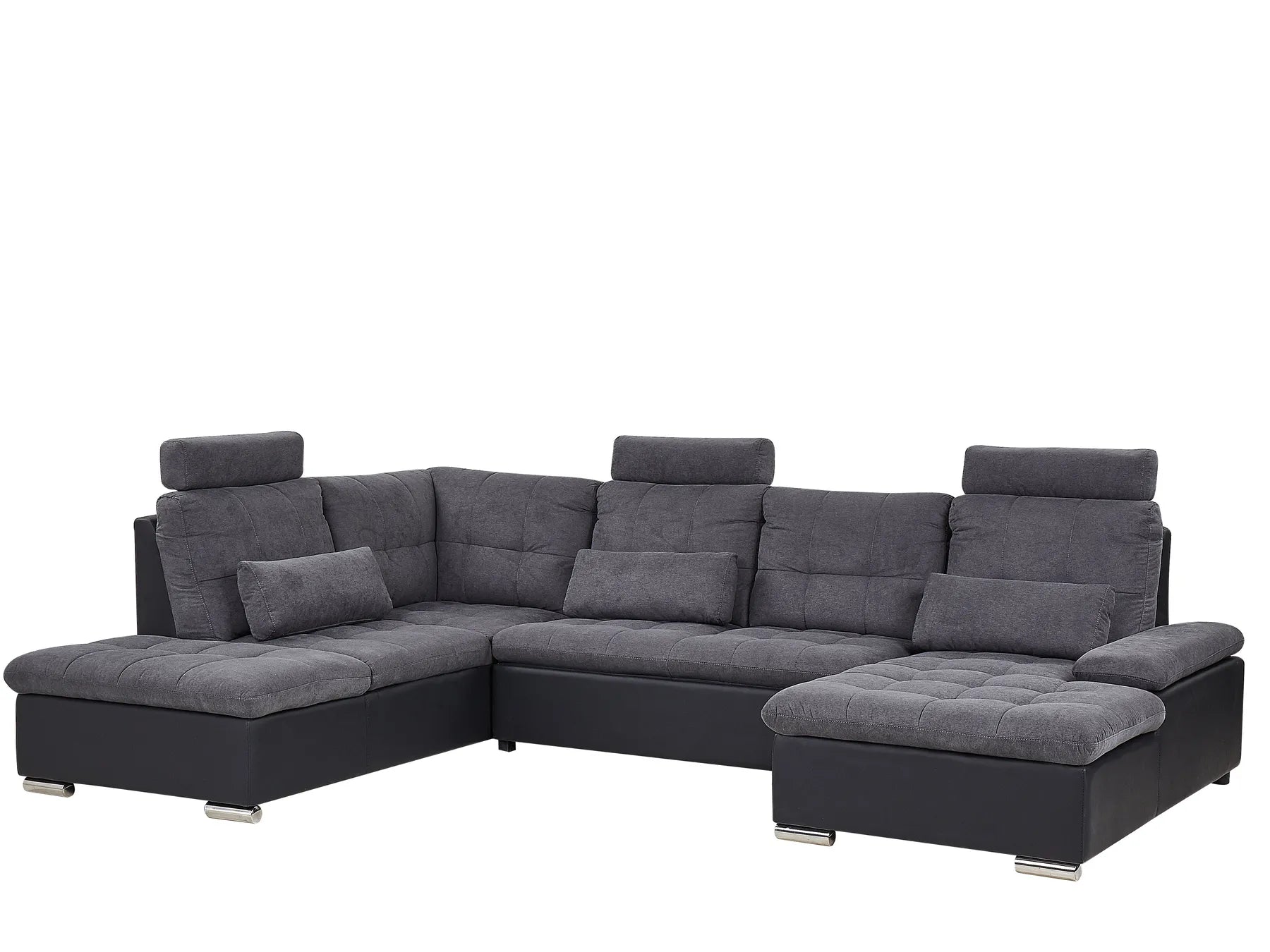 U-Shape Sofa Bed 5 Seater HALDEN Fabric Dark Grey with Storage Right Hand