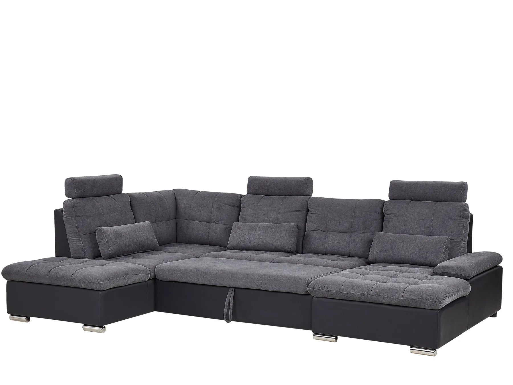 U-Shape Sofa Bed 5 Seater HALDEN Fabric Dark Grey with Storage Right Hand