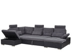 U-Shape Sofa Bed 5 Seater HALDEN Fabric Dark Grey with Storage Right Hand