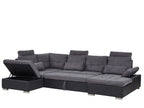 U-Shape Sofa Bed 5 Seater HALDEN Fabric Dark Grey with Storage Right Hand