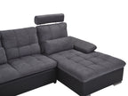 U-Shape Sofa Bed 5 Seater HALDEN Fabric Dark Grey with Storage Right Hand