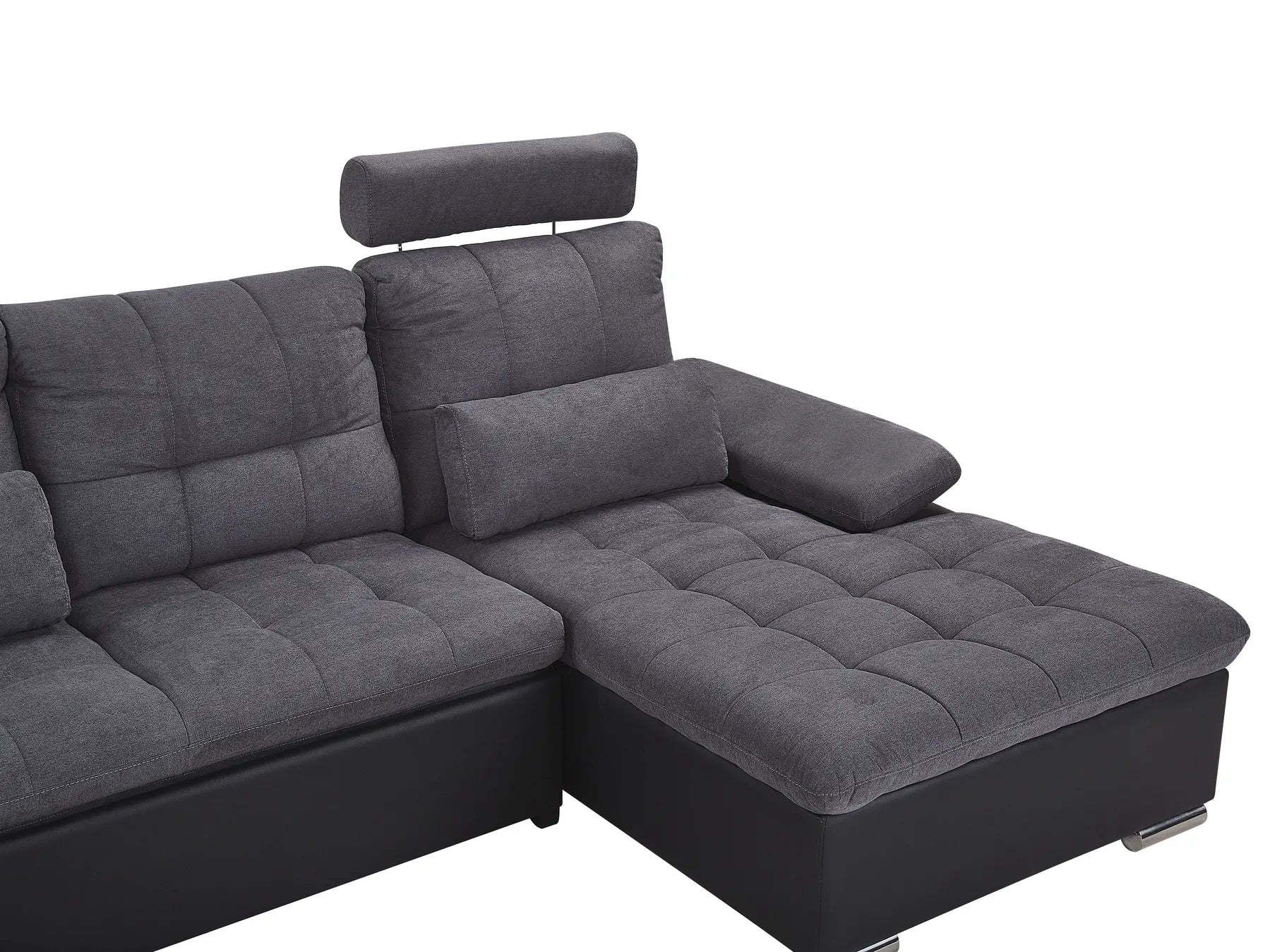 U-Shape Sofa Bed 5 Seater HALDEN Fabric Dark Grey with Storage Right Hand