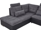 U-Shape Sofa Bed 5 Seater HALDEN Fabric Dark Grey with Storage Right Hand