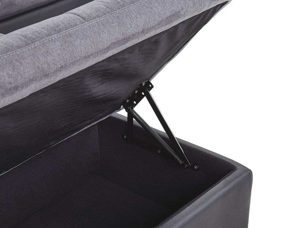 U-Shape Sofa Bed 5 Seater HALDEN Fabric Dark Grey with Storage Right Hand