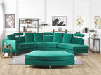 Curved Sofa 7 Seater ROTUNDE Velvet Dark Green