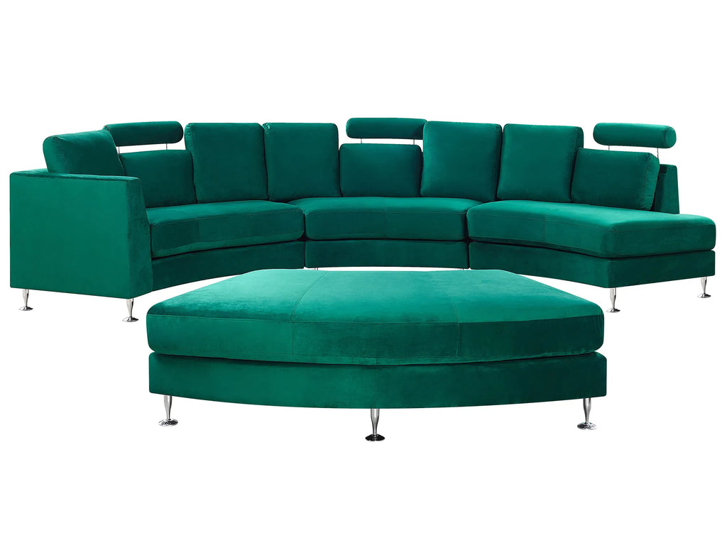 Curved Sofa 7 Seater ROTUNDE Velvet Dark Green