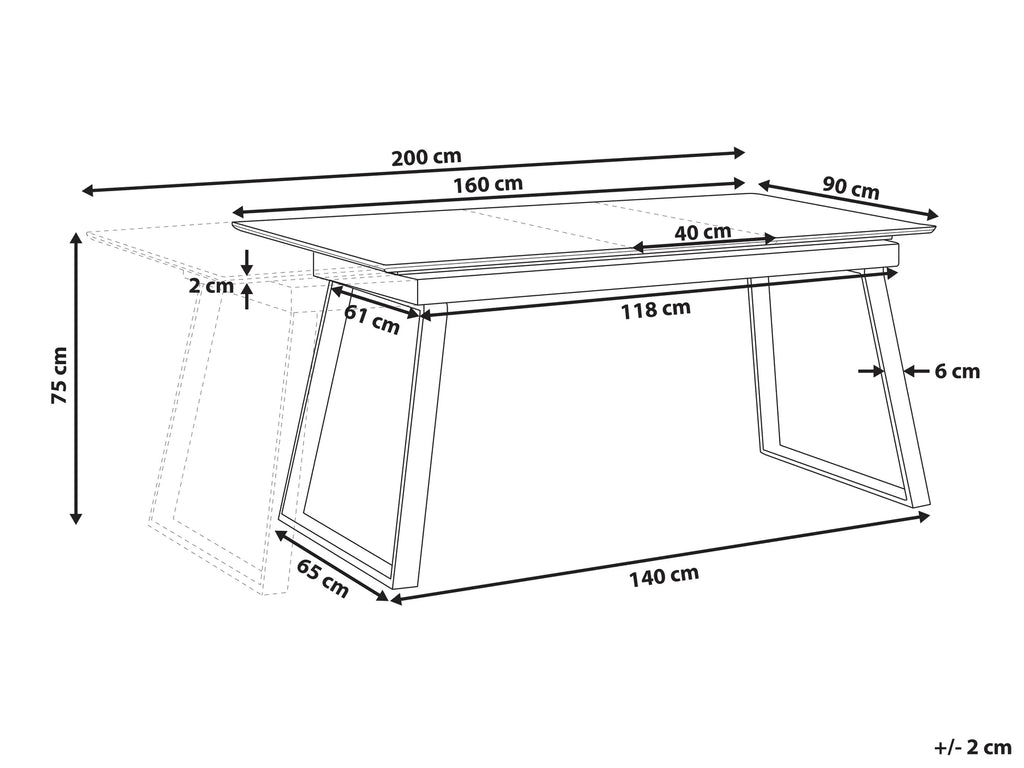 Extending Dining Table KALUNA White 160/200 cm 90 cm