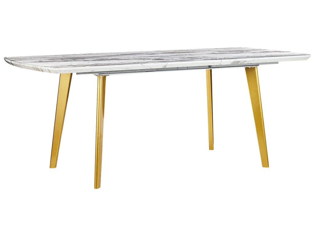 Extending Dining Table MOSBY Marble/ Gold 160/200 cm 90 cm