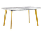 Extending Dining Table MOSBY Marble/ Gold 160/200 cm 90 cm