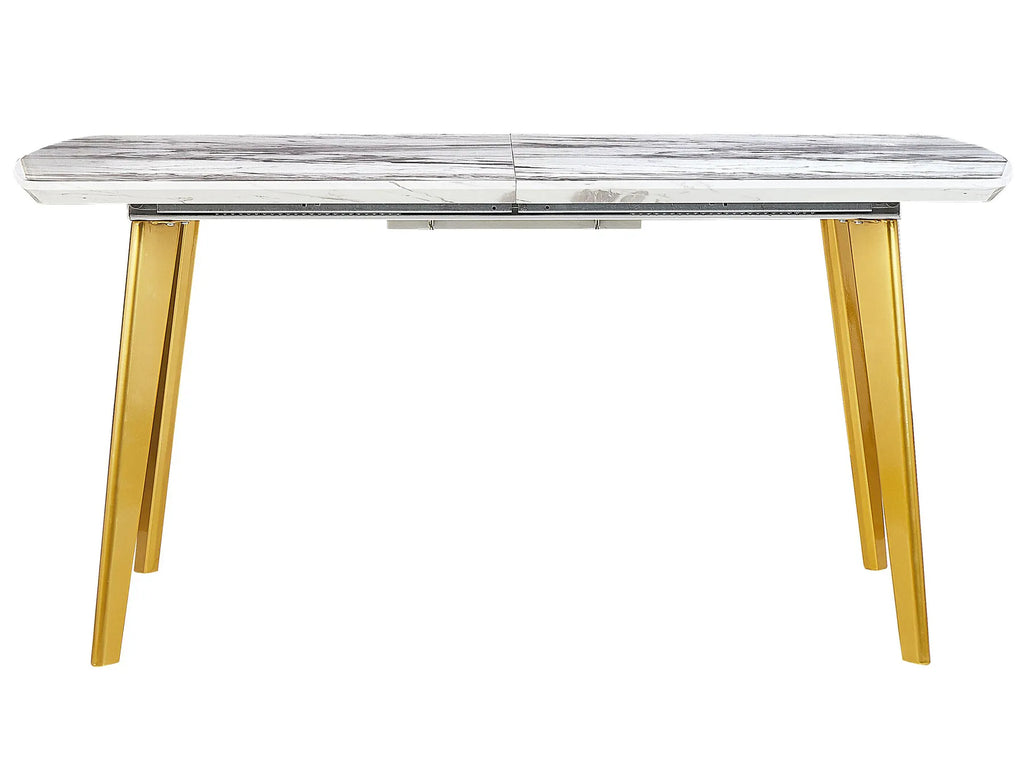 Extending Dining Table MOSBY Marble/ Gold 160/200 cm 90 cm