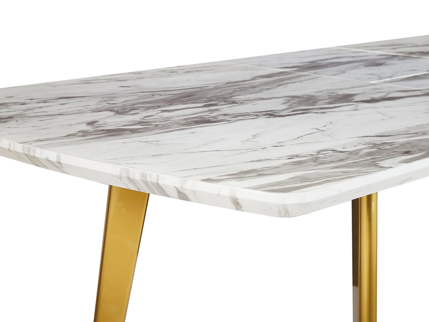 Extending Dining Table MOSBY Marble/ Gold 160/200 cm 90 cm
