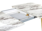 Extending Dining Table MOSBY Marble/ Gold 160/200 cm 90 cm