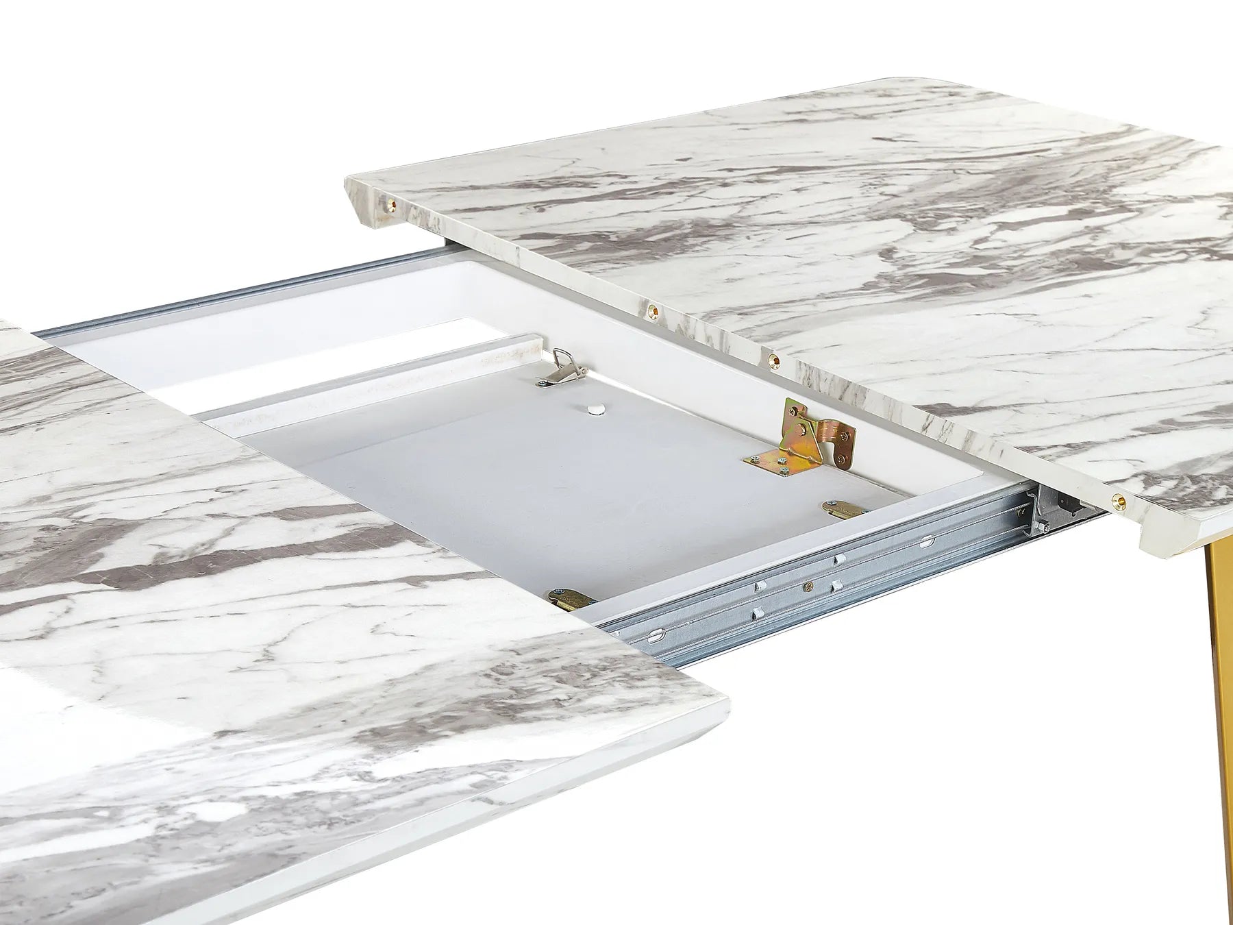 Extending Dining Table MOSBY Marble/ Gold 160/200 cm 90 cm