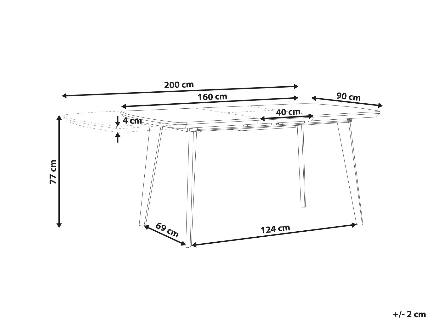 Extending Dining Table MOSBY Marble/ Gold 160/200 cm 90 cm