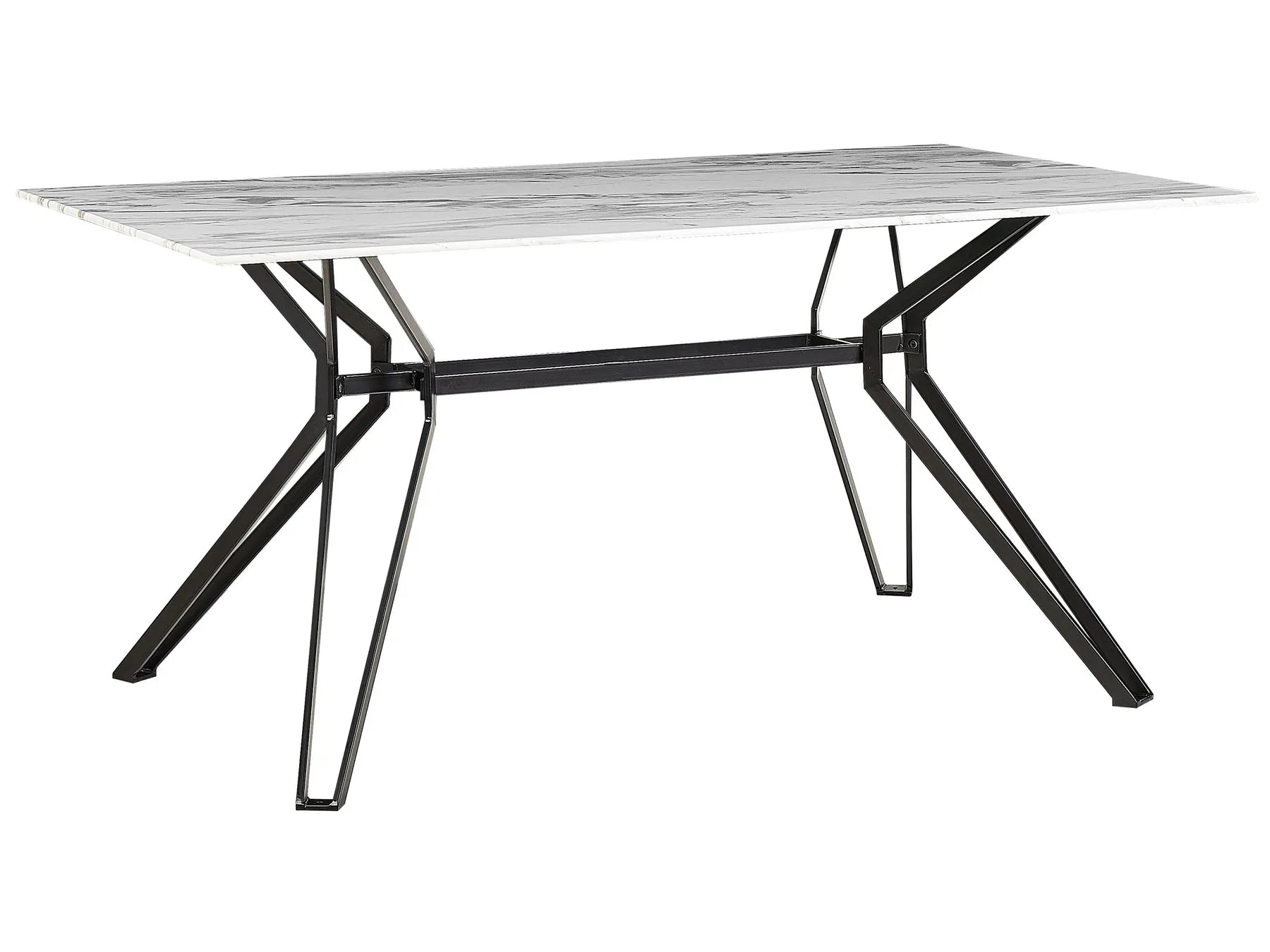 Dining Table BALLINA White Marble 160 cm 90 cm Tempered Glass