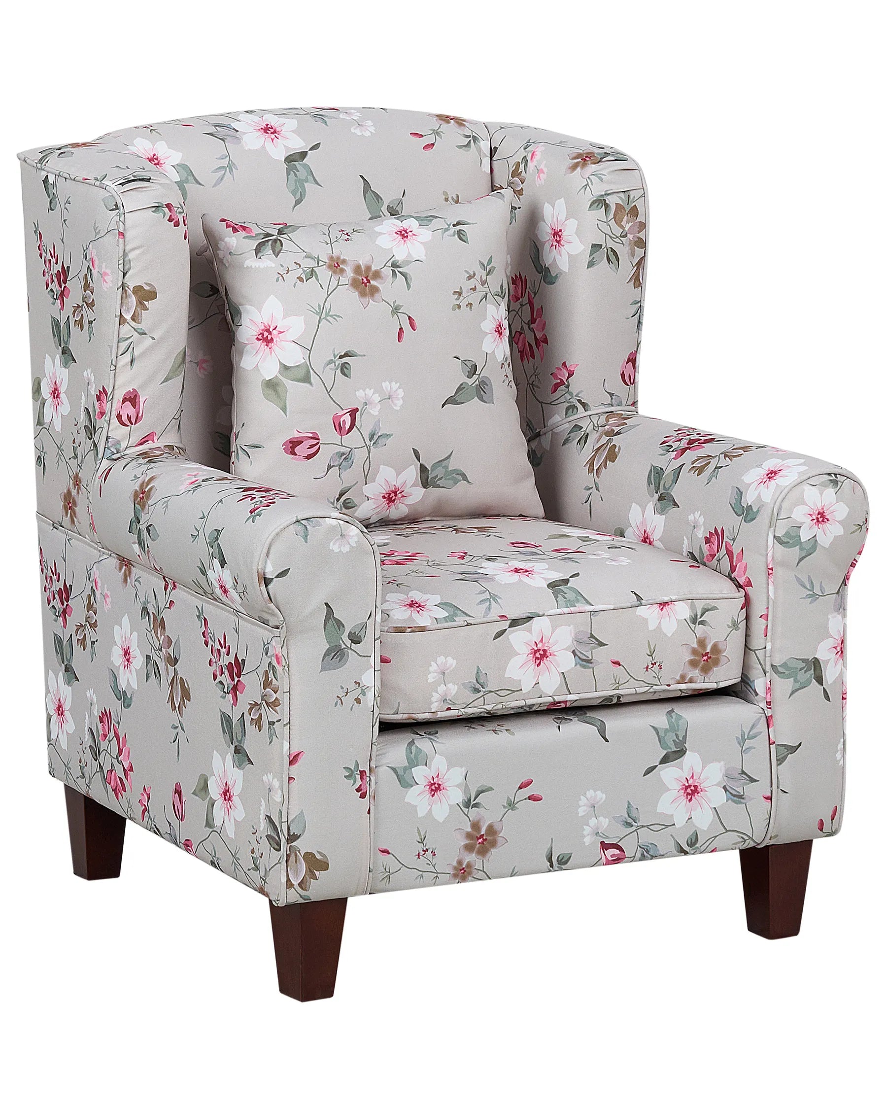 Wingback Chair HAMAR with Footstool Fabric Light Grey