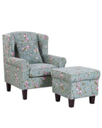 Wingback Chair HAMAR with Footstool Fabric Green
