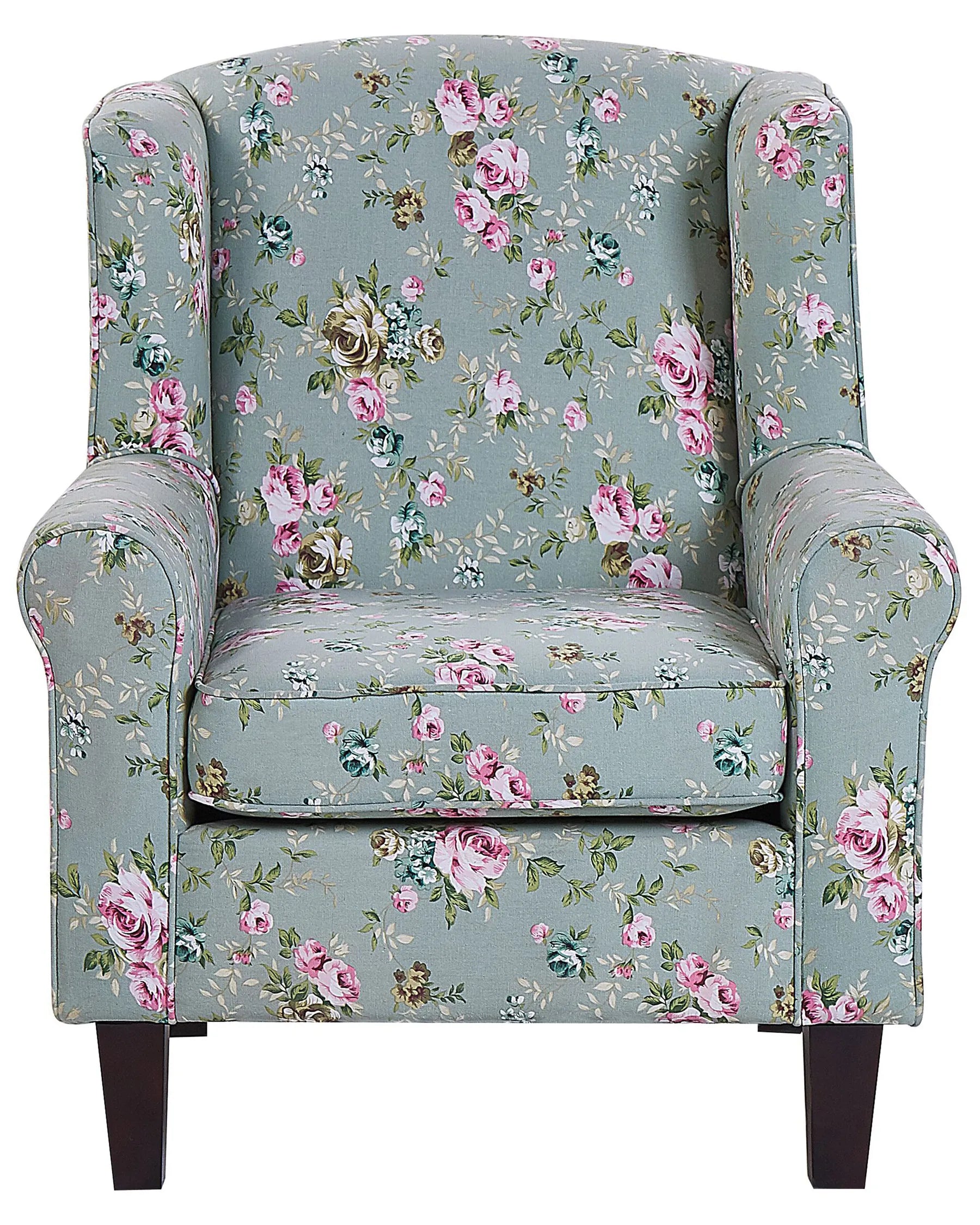 Wingback Chair HAMAR with Footstool Fabric Green
