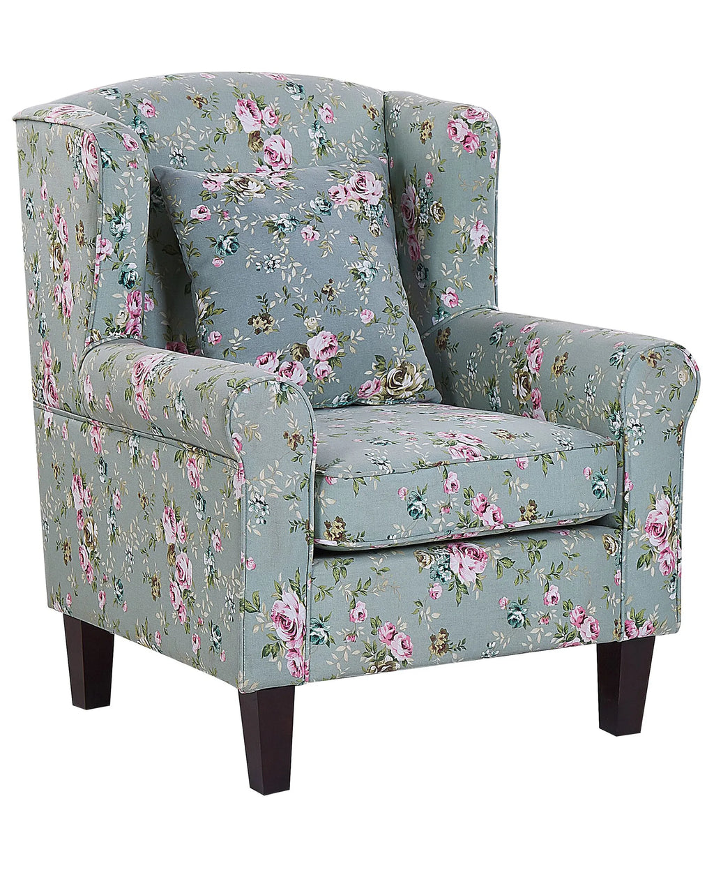 Wingback Chair HAMAR with Footstool Fabric Green