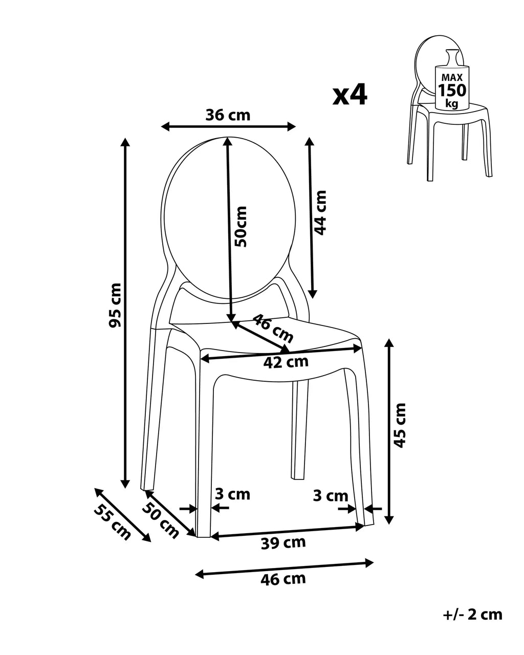 Set of 4 Dining Chairs MERTON Black
