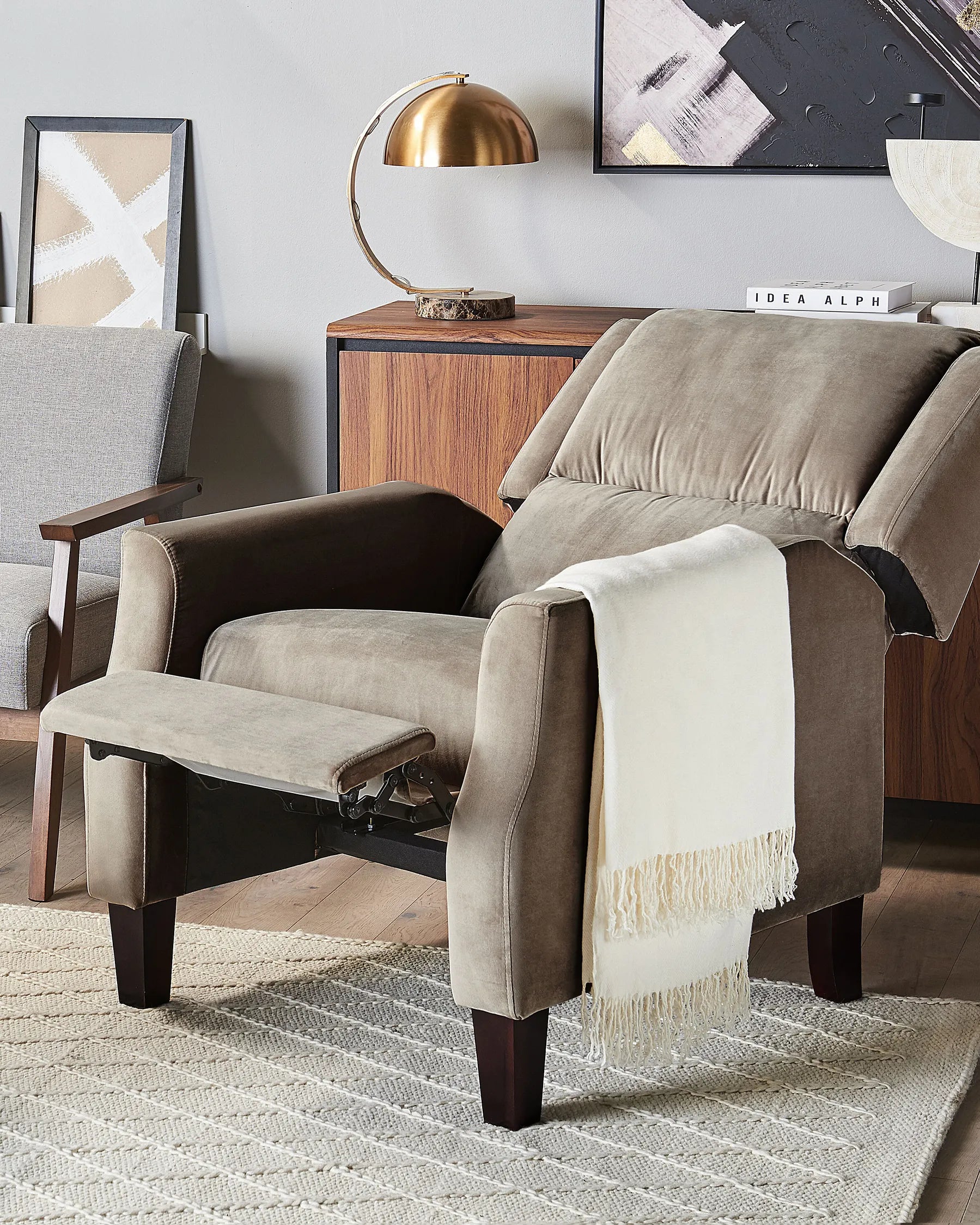 Recliner Chair EGERSUND Velvet Taupe