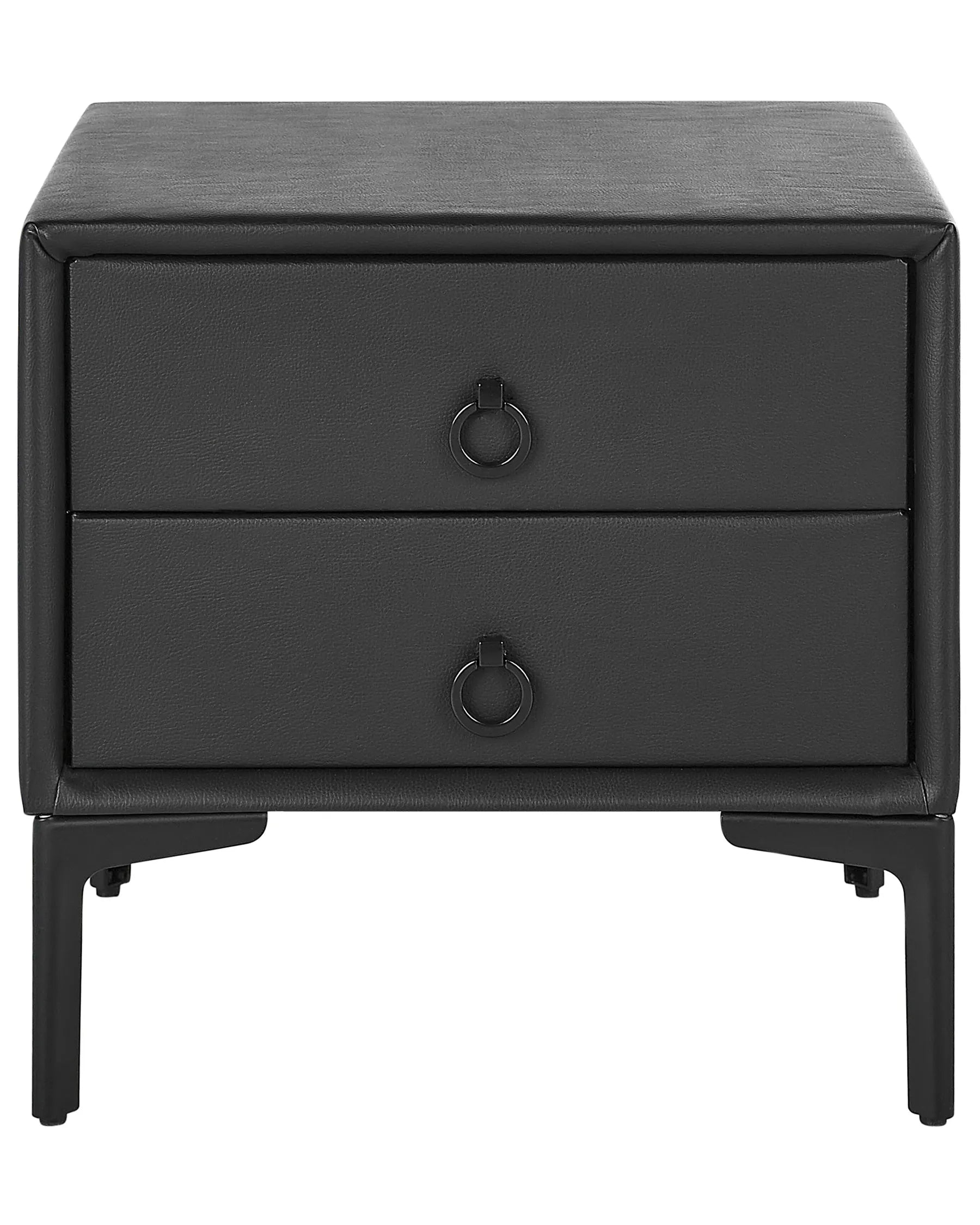 2 Drawer Bedside Table SEZANNE Faux Leather Black