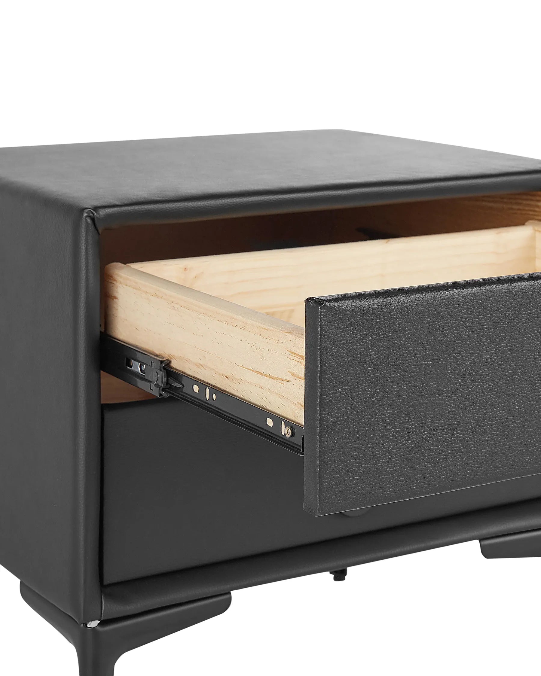 2 Drawer Bedside Table SEZANNE Faux Leather Black