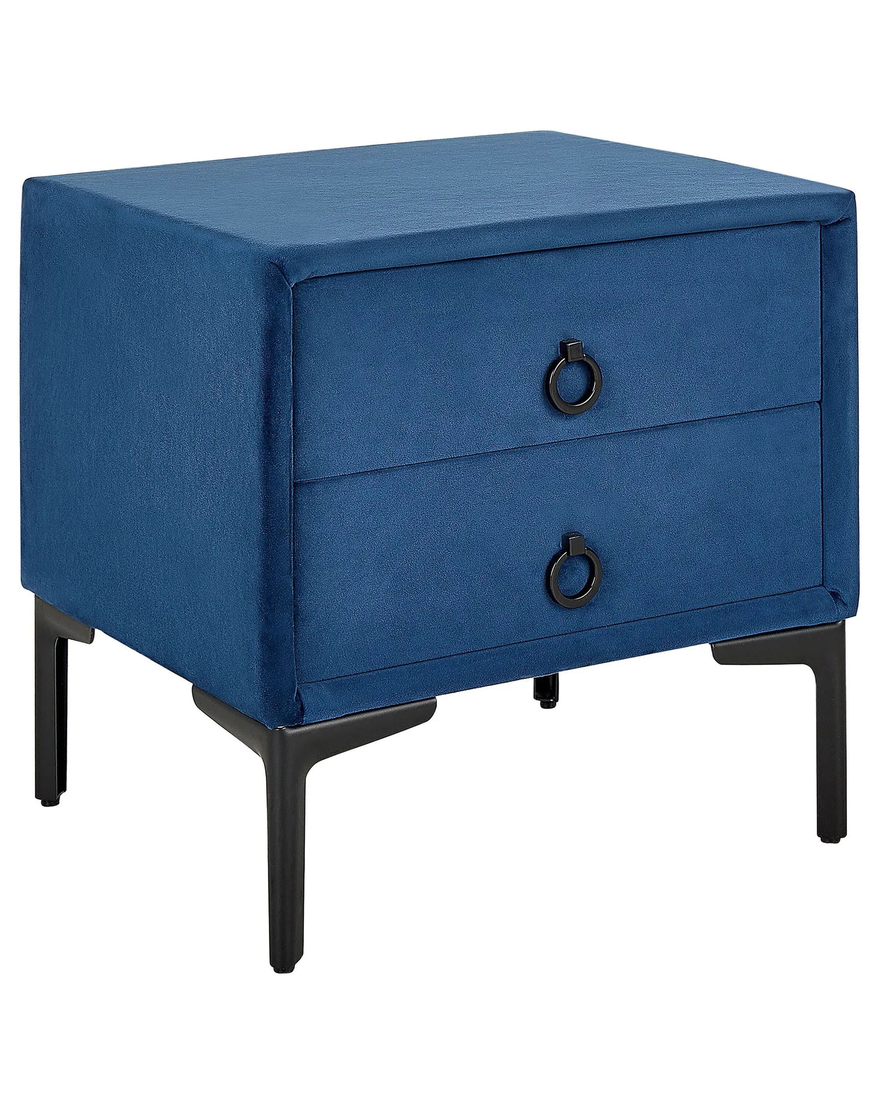2 Drawer Bedside Table SEZANNE Velvet Navy Blue