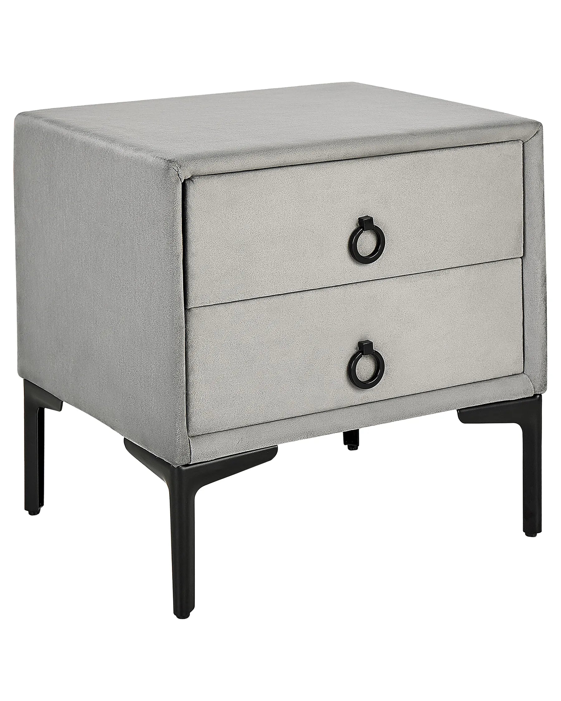 2 Drawer Bedside Table SEZANNE Velvet Light Grey