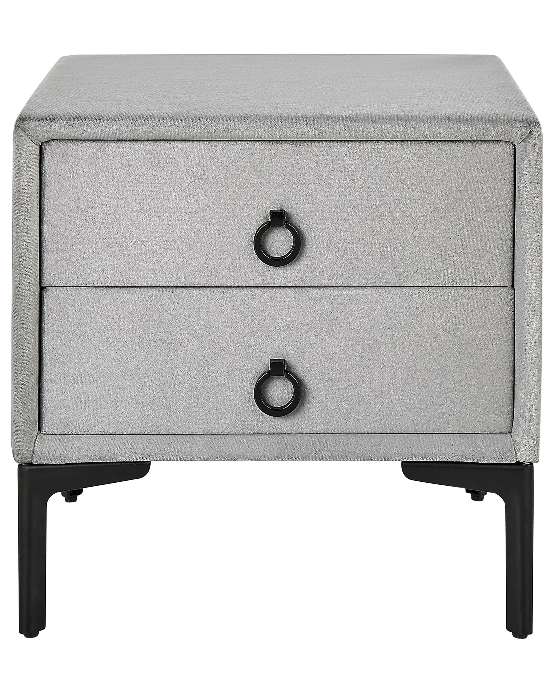 2 Drawer Bedside Table SEZANNE Velvet Light Grey
