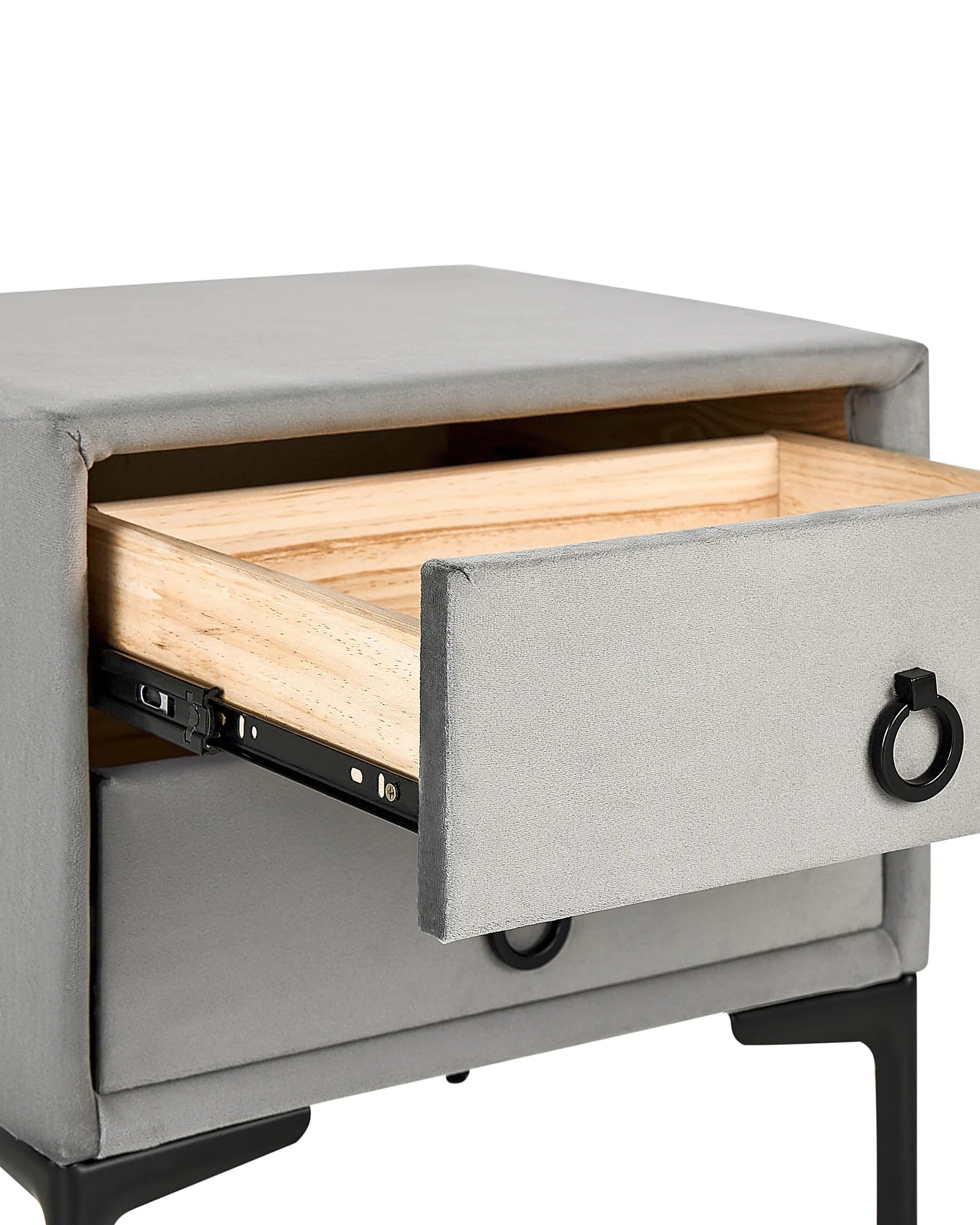 2 Drawer Bedside Table SEZANNE Velvet Light Grey