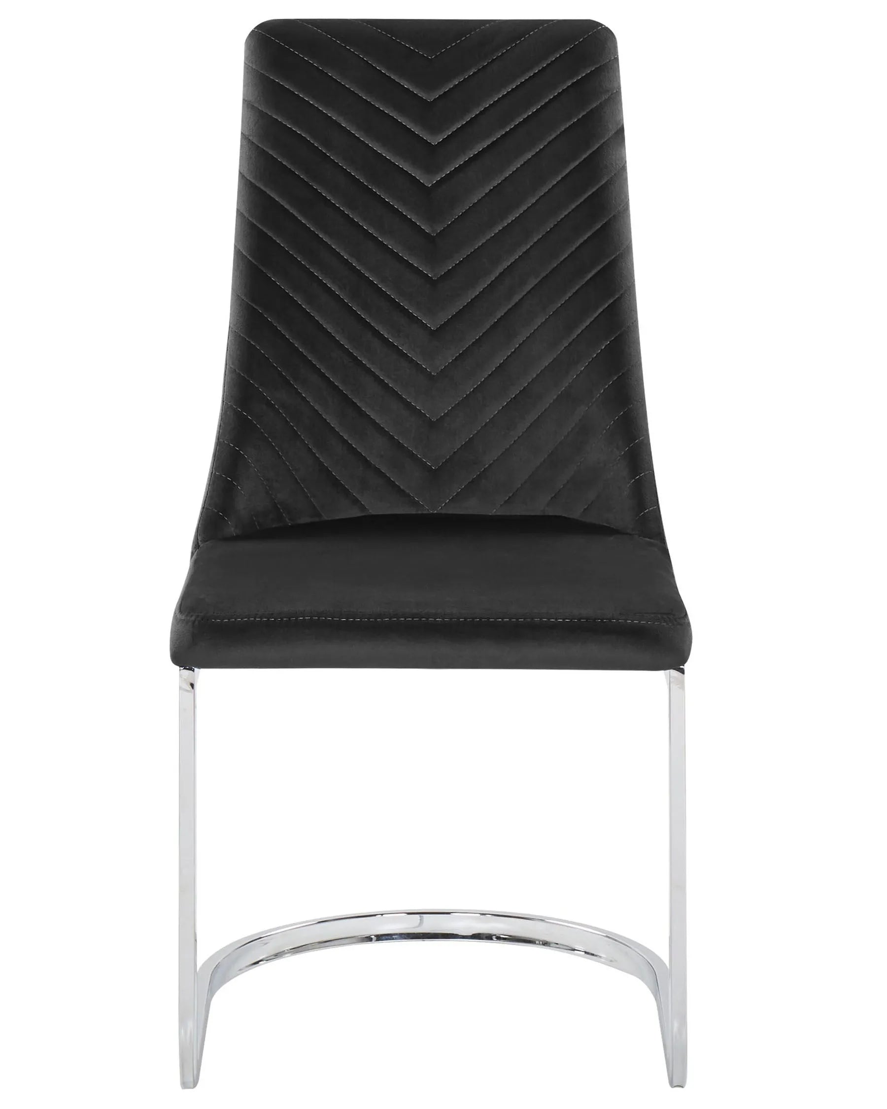 Set of 2 Dining Chairs Velvet Black