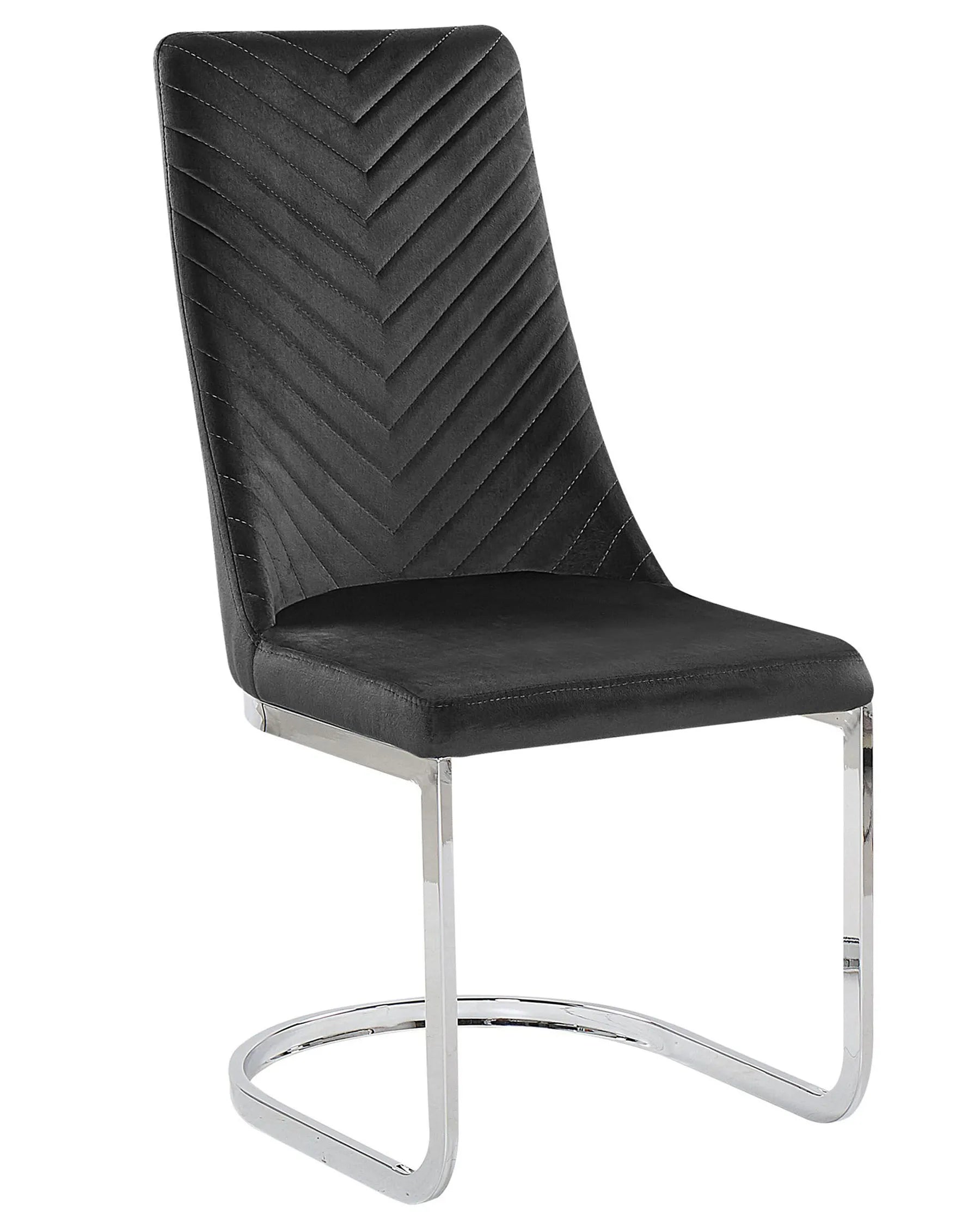 Set of 2 Dining Chairs Velvet Black
