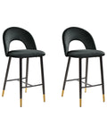 Set of 2 Bar Chairs FALTON Velvet Black