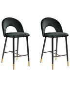 Set of 2 Bar Chairs FALTON Velvet Black