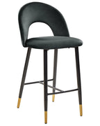 Set of 2 Bar Chairs FALTON Velvet Black